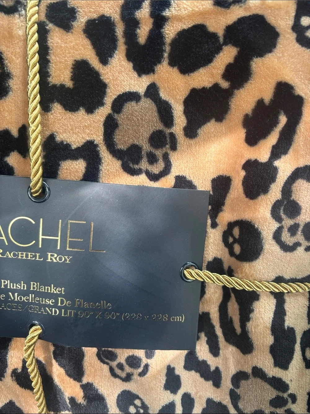 Viral leopard & skull print queen blanket Halloween brown black